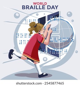 Feliz Día Mundial de la Ilustración vectorial Braille. Conveniente para la tarjeta de felicitación, el cartel y el Anuncio