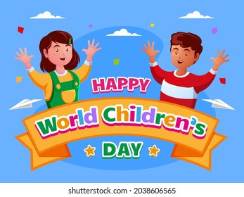 Happy world children day vector