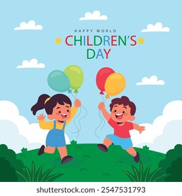 happy world children's day. happy children's day creative poster, banner, postcard, social media post, background, greetings card, template design etc.