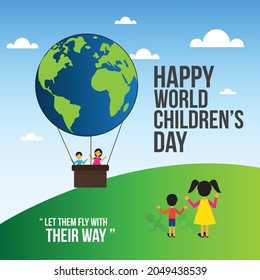 Happy world children's day, universal children's day vector template design, international children celebration