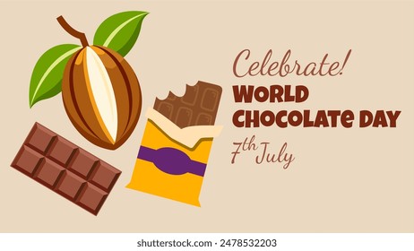 Happy World Chocolate Day 7th July. International chocolate day banner, social media, and poster design