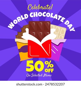 Happy World Chocolate Day 7th July. International chocolate day promotion banner, social media, and poster design