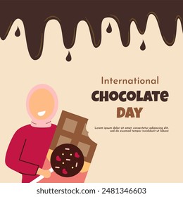 Happy World Chocolate Day 7th July. International chocolate day banner, social media, background and poster design