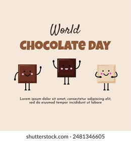 Happy World Chocolate Day 7th July. International chocolate day banner, social media, background and poster design