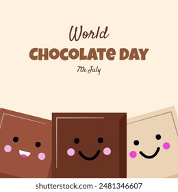 Happy World Chocolate Day 7th July. International chocolate day banner, social media, background and poster design