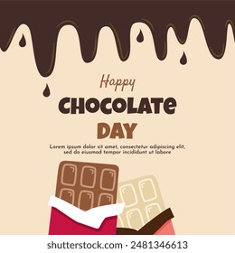 Happy World Chocolate Day 7th July. International chocolate day banner, social media, background and poster design