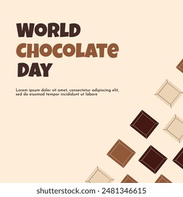 Happy World Chocolate Day 7th July. International chocolate day banner, social media, background and poster design