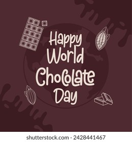 Happy world chocolate day poster Vector illustration