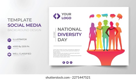 Happy world cultural diversity day, social media independence day template or colorful banner vector illustration.