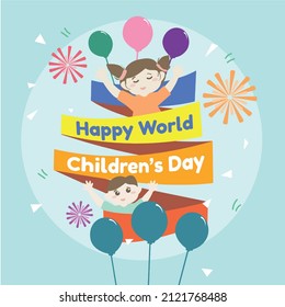 Happy World Children’s Day Vector Illustration (Ilustrasi Vektor Hari Anak)