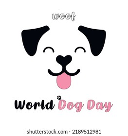 Happy World Dog Day 26 August Vector Illustration. Template for background, banner, card, poster. Dog paws. Cute dog face.