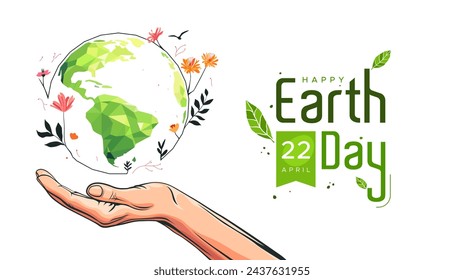 Happy World Earth Day, April 22. preserving nature. Care about the earth. Vector illustration with the concept of increasing awareness and appreciation of the world community