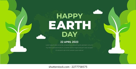 happy world earth day background or banner design template with green color.