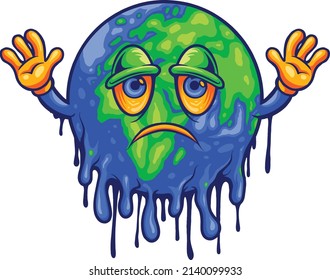 Happy world earth day and melted globe vector illustrations for your work logo  merchandise t  shirt  stickers   label designs  poster  greeting cards advertising business company brands