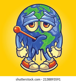 Happy world earth day with thermometer globe vector illustrations for your work logo, merchandise t-shirt, stickers and label designs, poster, greeting cards advertising business company or brands