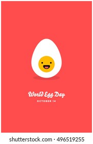 Happy World Egg Day - October 14 (Line Art in Flat Style Vector Illustration Quote Poster Design)