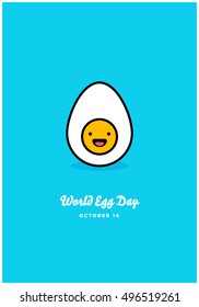 Happy World Egg Day - October 14 (Line Art in Flat Style Vector Illustration Quote Poster Design)
