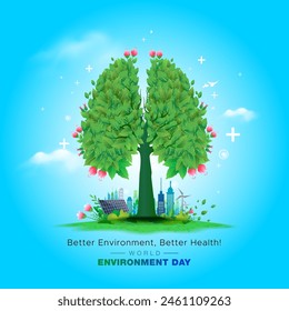 Happy World environment day. Celebration background and awareness vector illustration.