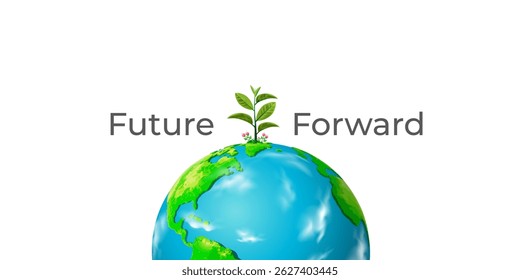 Happy World Environment Day concept. 3D illustration of the Earth globe with a green tree for celebrations on June 5th.