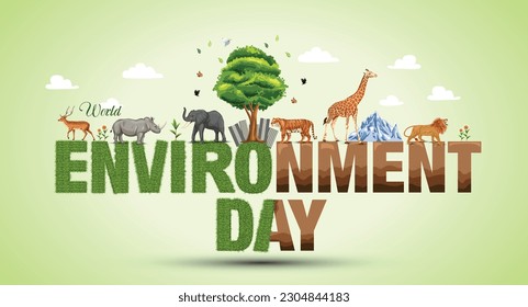 happy world environment day and earth day poster. abstract vector illustration design.	