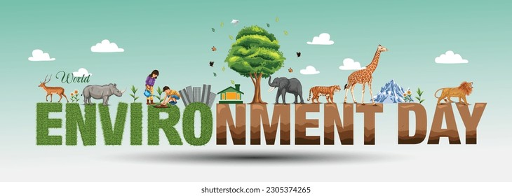 happy world environment day and earth day poster. abstract vector illustration design.	