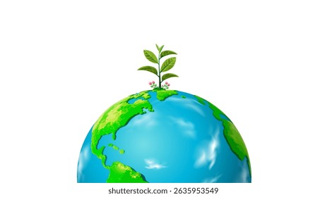 Happy World Environment Day. Earth planet care concept with green tree plant.