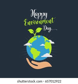 happy world environment day nature green vector illustration