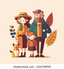 Happy world family day. International Parents Day. Mom Dad Kids together flat design style vector illustration