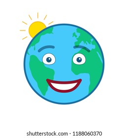 Happy World Globe Isolated Emoticon Joyful Stock Vector (Royalty Free ...