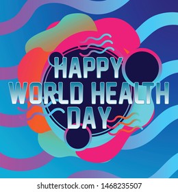 Happy world health day, beautiful greeting card background or banner with ocean theme. design illustration