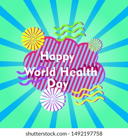 happy world health day, beautiful greeting card background or banner with retro theme. design illustration