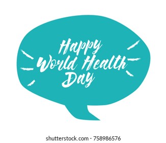 Happy World Health Day, Beautiful greeting card poster with comic style text