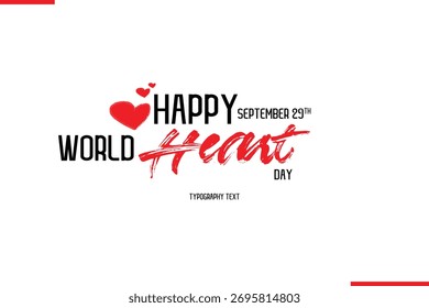 Happy World Heart Day Vektor handgezeichnet Pinsel Schriftzug Typografie mit roten Herzen Formen Bild