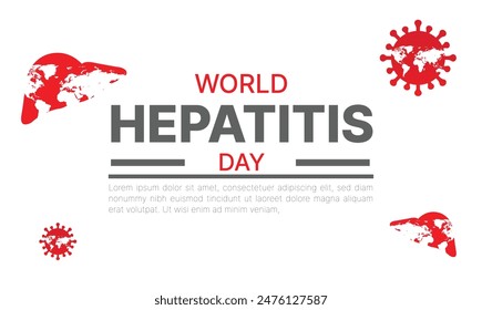 happy world hepatitis day background template use for card vector design, with minimalist and modern concept, cover, backdrop, heart, lung, international