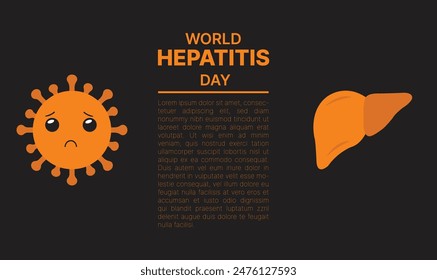 happy world hepatitis day background template use for card vector design, with minimalist and modern concept, cover, backdrop, heart, lung, international