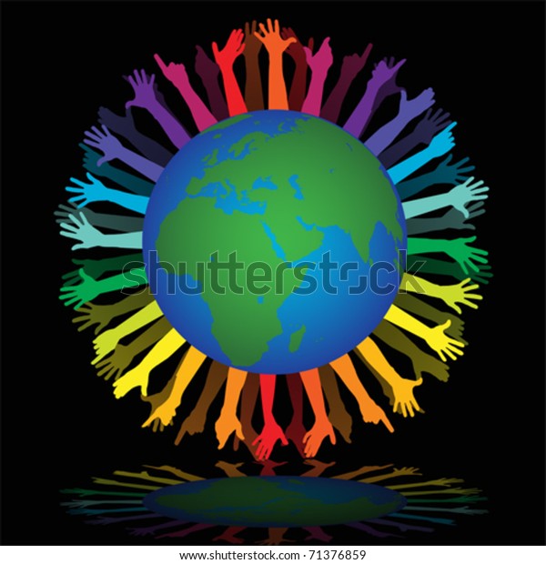 Happy World Icon Colorful Hands Stock Vector (Royalty Free) 71376859 ...