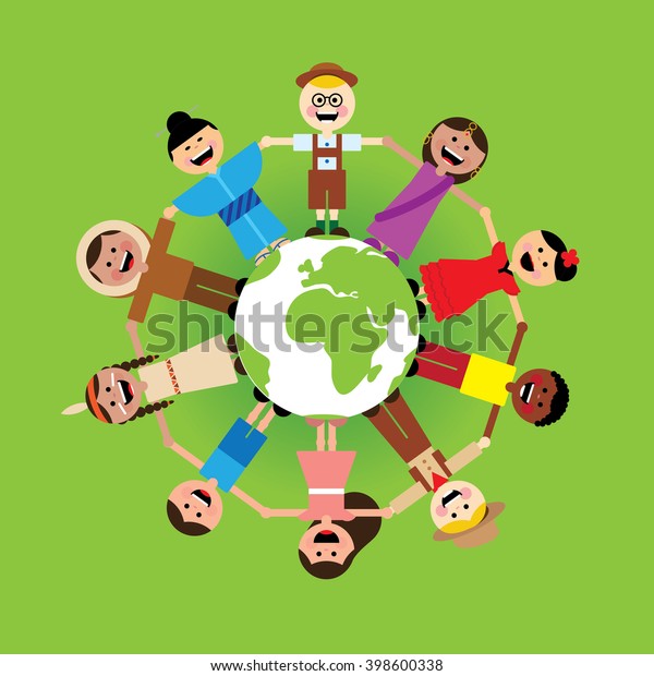 Happy World Kids Multicultural Traditional Costumes Stock Vector Royalty Free