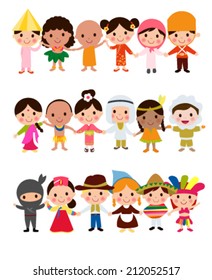 Happy World Kids Set with multicultural traditional costumes