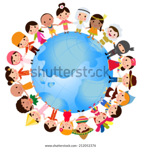 Happy World Kids Set Multicultural Traditional Stock Vector (Royalty ...