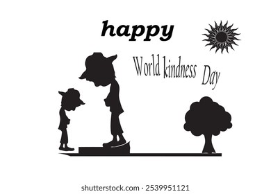 happy World kindness Day art for big daytypography,silhouette vector art illustration