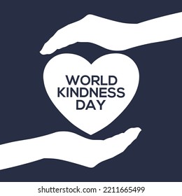 Happy World Kindness On Dark Background. Heart and Hand Vector Illustration