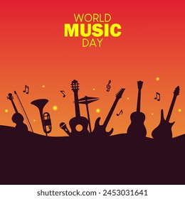 Happy World Music Day Event Musical. World music day vector.