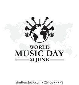 Happy World Music Day Event Musical. World music day vector. happy world music day and musical instruments  background. abstract vector illustration design