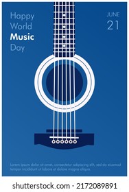 Happy World Music Day Guitar Vector