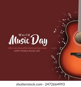 happy world music day and musical instruments  background. abstract vector illustration design