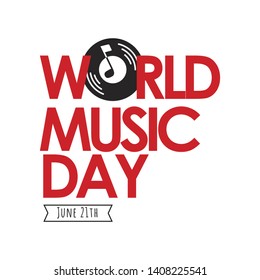 Happy world music day vector template. Design for banner, greeting card or print.