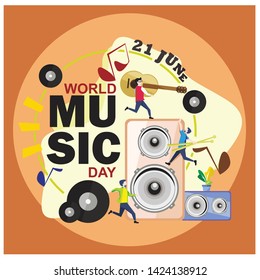 Happy world music day vector june 21