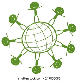 A happy world on a white background