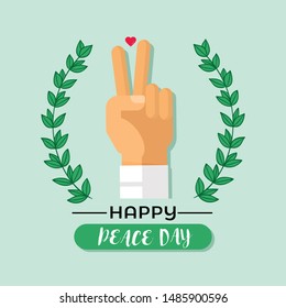 Happy World Peace Day Background, International Peace Day Vector Design Template, Peace Day Victory Symbol illustration.