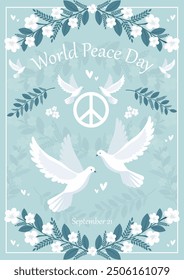 Happy World Peace Day flyer design in pastel colours